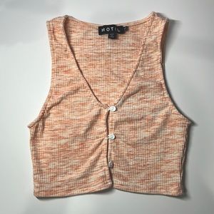 Pink and White Button Crop Top